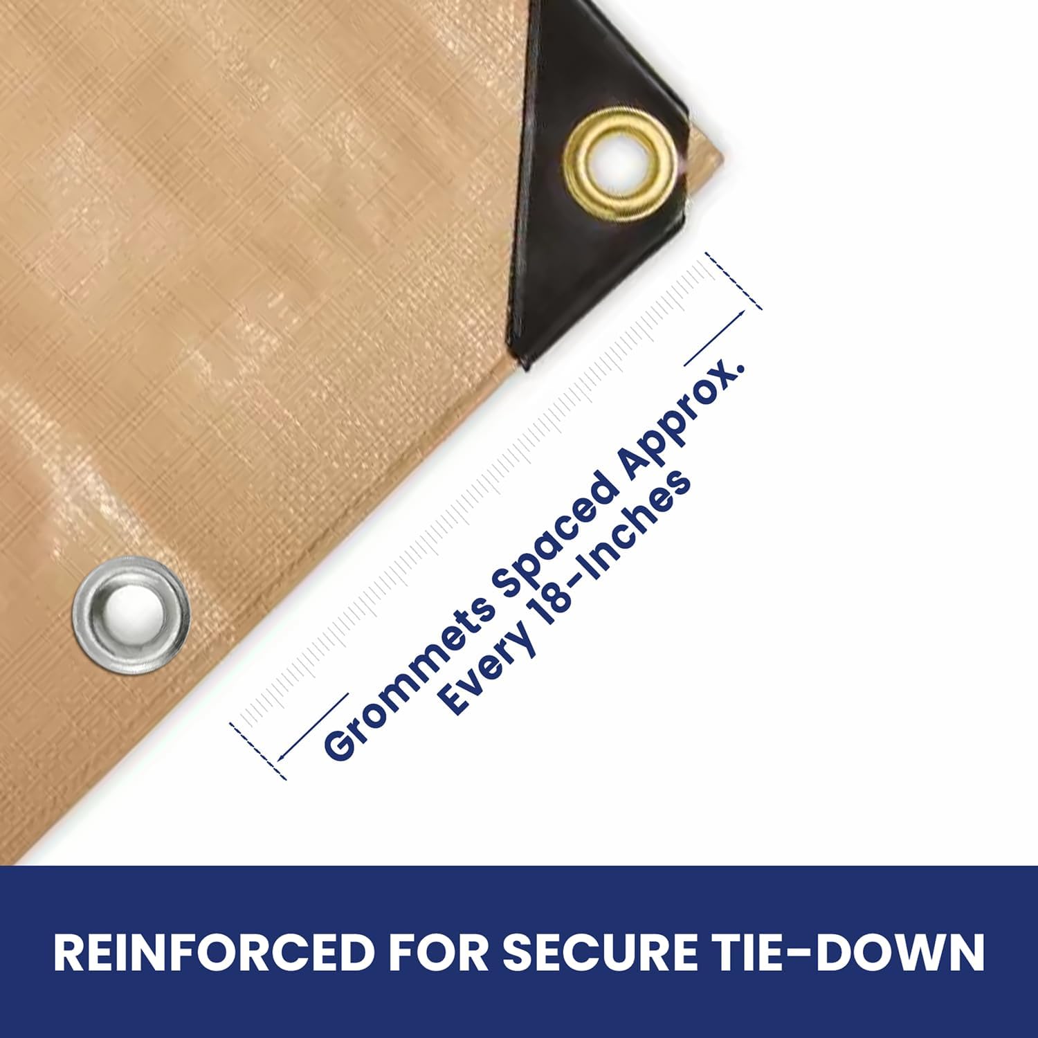 Tarps Now 14x16 Feet Heavy Duty Waterproof Poly Tarp | 12 MIL Reinforced Tarp with Aluminum Grommets | General-Purpose Brown Tarp Cover