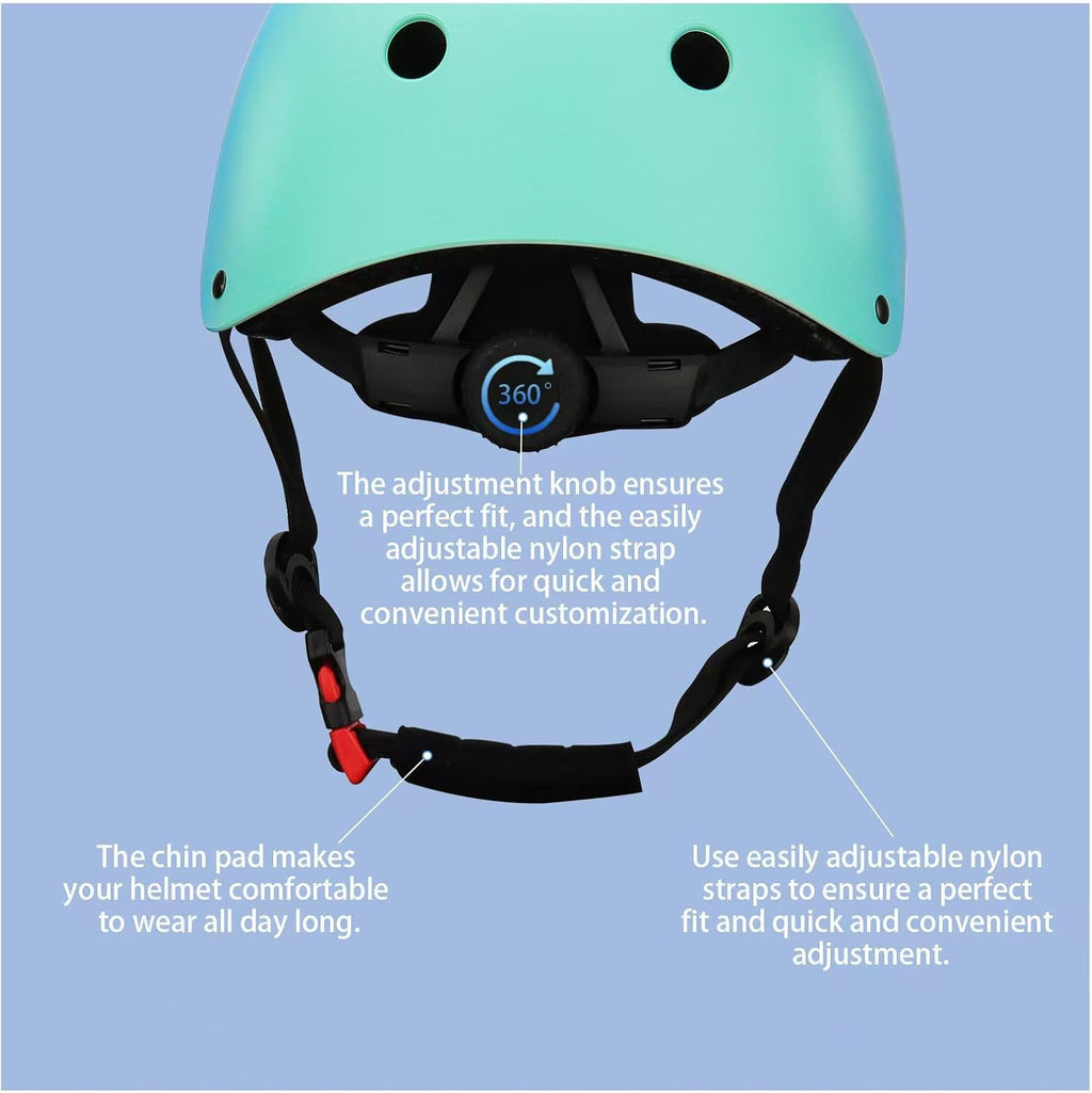 Color Gradient Adjustable Kids Bike Helmet with Knee & Elbow Pads Set | Multi-Sport Safety Gear for Boys & Girls Ages 5-14 | Skateboarding, Scooters, Roller & Inline Skating, Longboarding