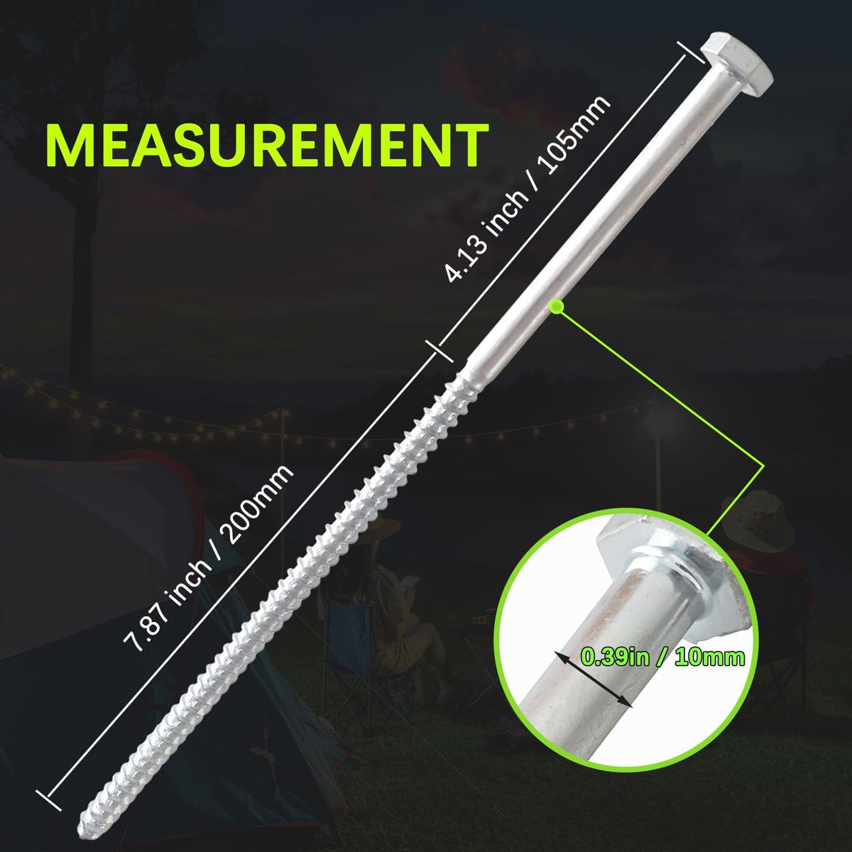 12 PCS 3/8 x 12 in Ground Anchors, Heavy Duty Tent Stakes Kit.