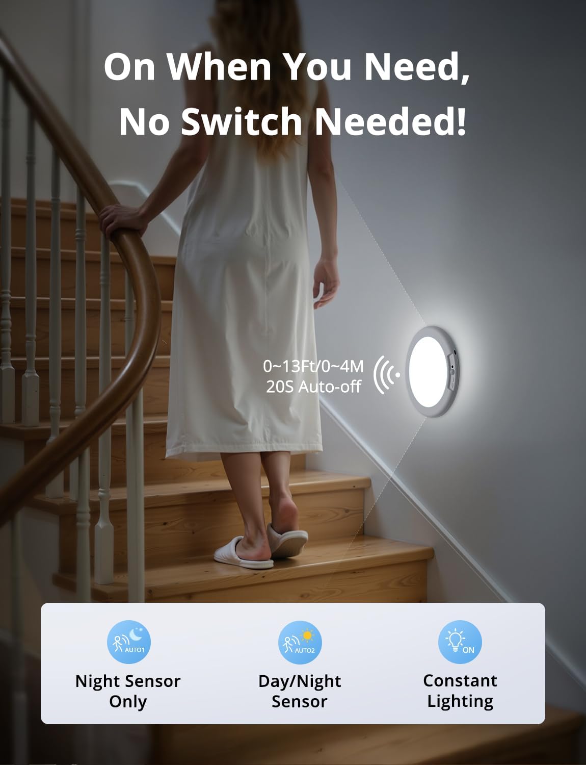 Combuh Rechargeable Motion Sensor Ceiling Light with Remote Wireless, 60 Days Battery Powered Shower Lamp Magnetic Dimming Timing Stick on Cordless Lighting for Closet Pantry without Electricity 2Pack