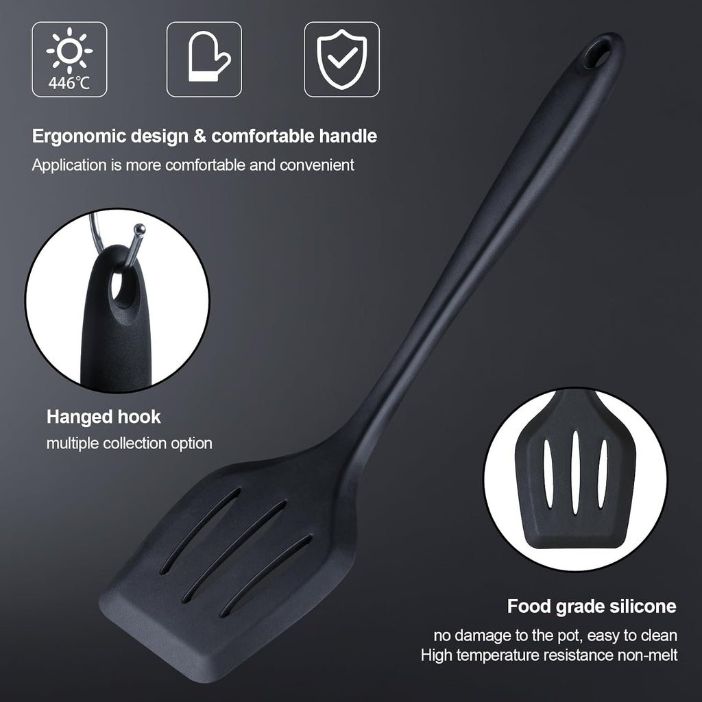 RAXCO Kitchen Utensils Set,18-Piece Cooking Utensils and Knife Set,Black