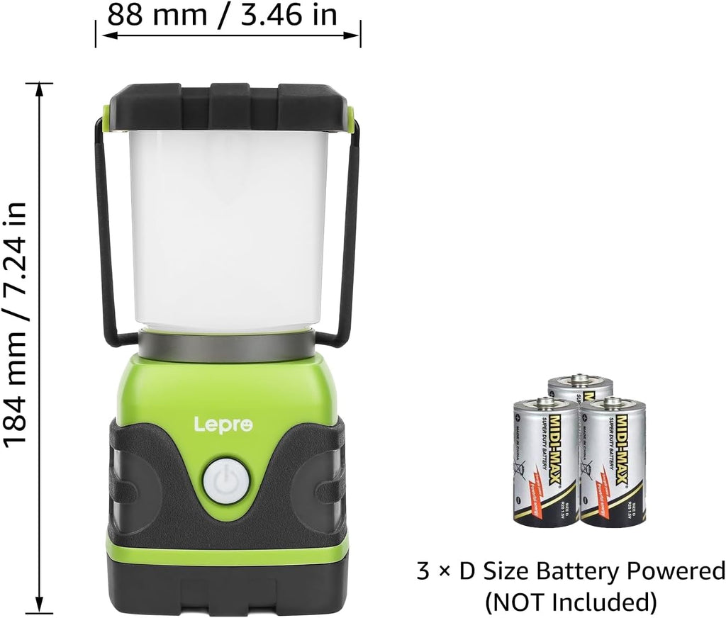 Lepro 1500LM Battery Powered LED Camping Lantern with 4 Light Modes