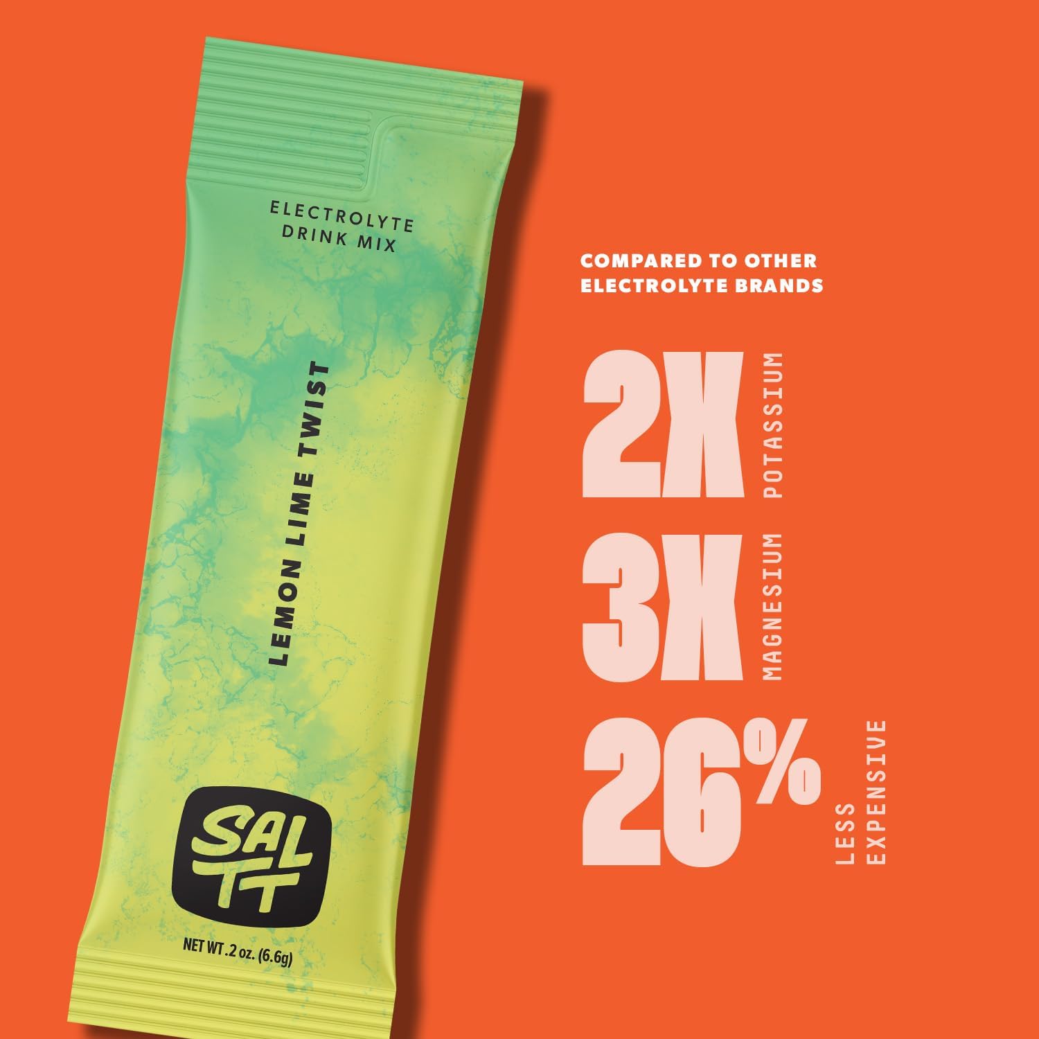 SALTT Electrolyte Packets - Lemon Lime Twist (30 Sticks) - Zero Sugar
