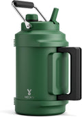 1 Gallon Insulated Water Bottle for Hiking: Meoky 128 oz Triple Wall Vacuum Stainless Steel Metal Water Jug - Top and Side Handles, Cold for 48 Hrs, 2-in-1 Straw and Spout Lid, Leakproof for Gym (Fir)