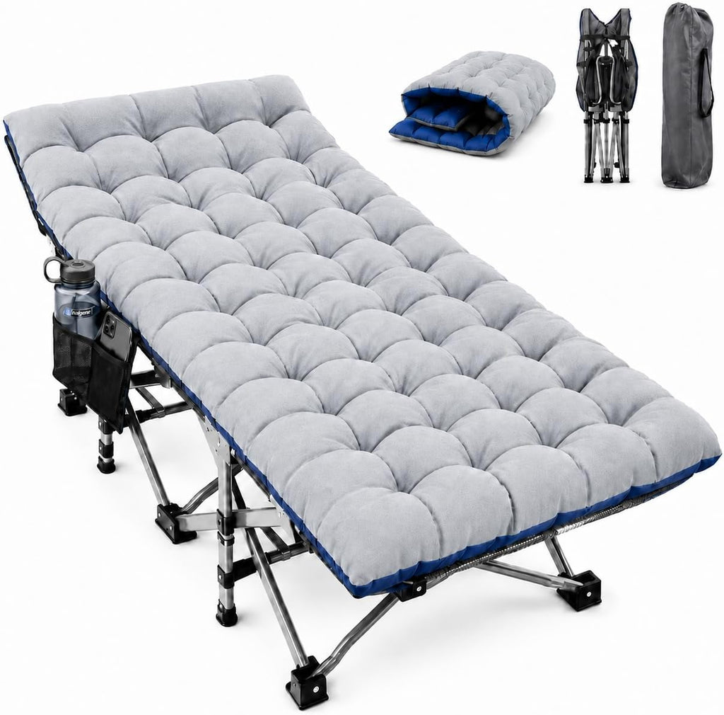 ABORON Camping Cots for Adult, 28" Extra Wide Outdoor Sleeping Bed Cot