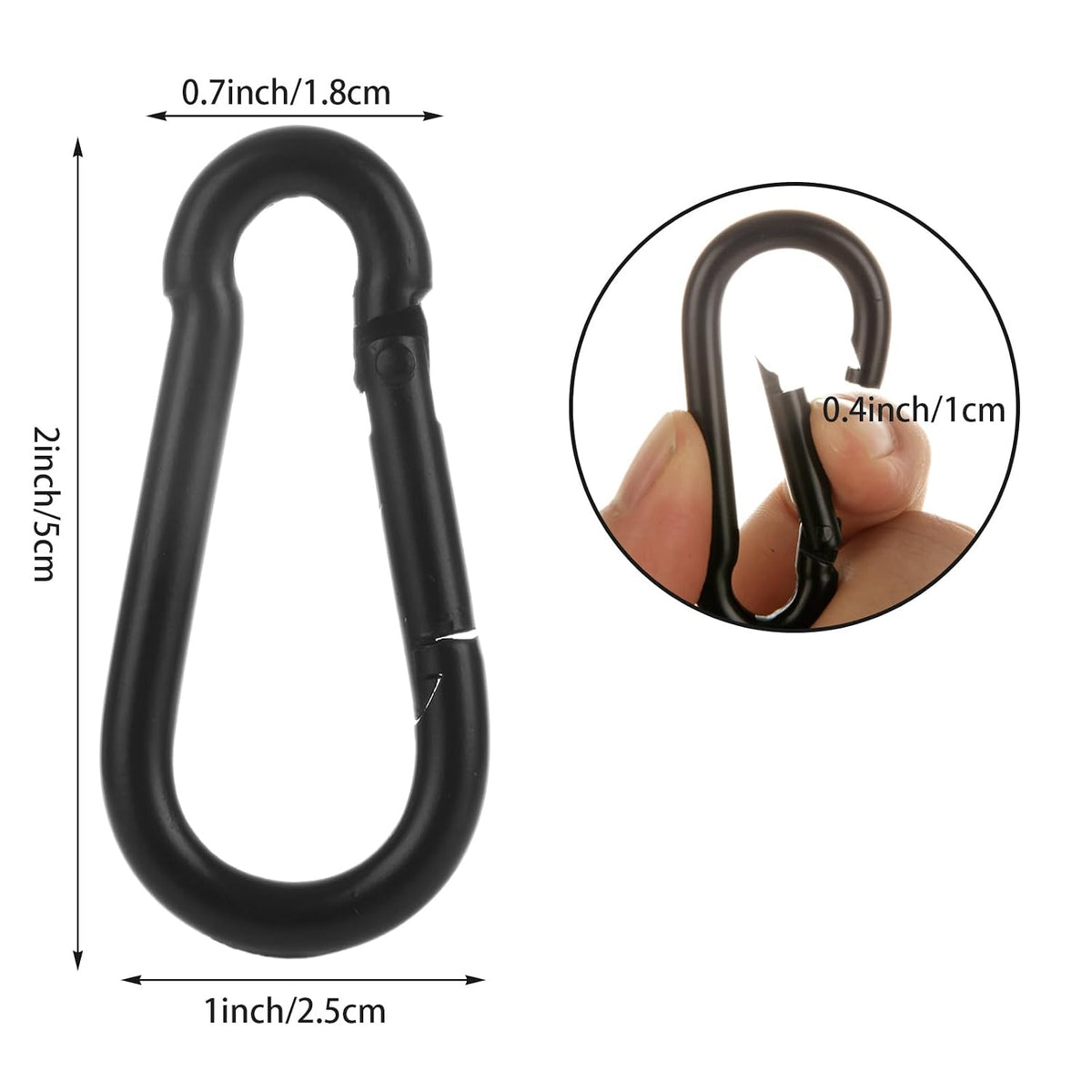 MIVIDE 100 Pack M5 Black Carabiner Clip Spring Snap Hook, 2 Inch Heavy Duty Small Snap Hooks Carabiner Quick Link Clip for Camping Hiking Traveling Outdoor Swing Gym, 220Lbs Capacity