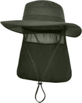 Men&Women Foldable Outdoor Sun Hat with Packable Neck Flap, UV Sun Protection Wide Brim Safari Cap