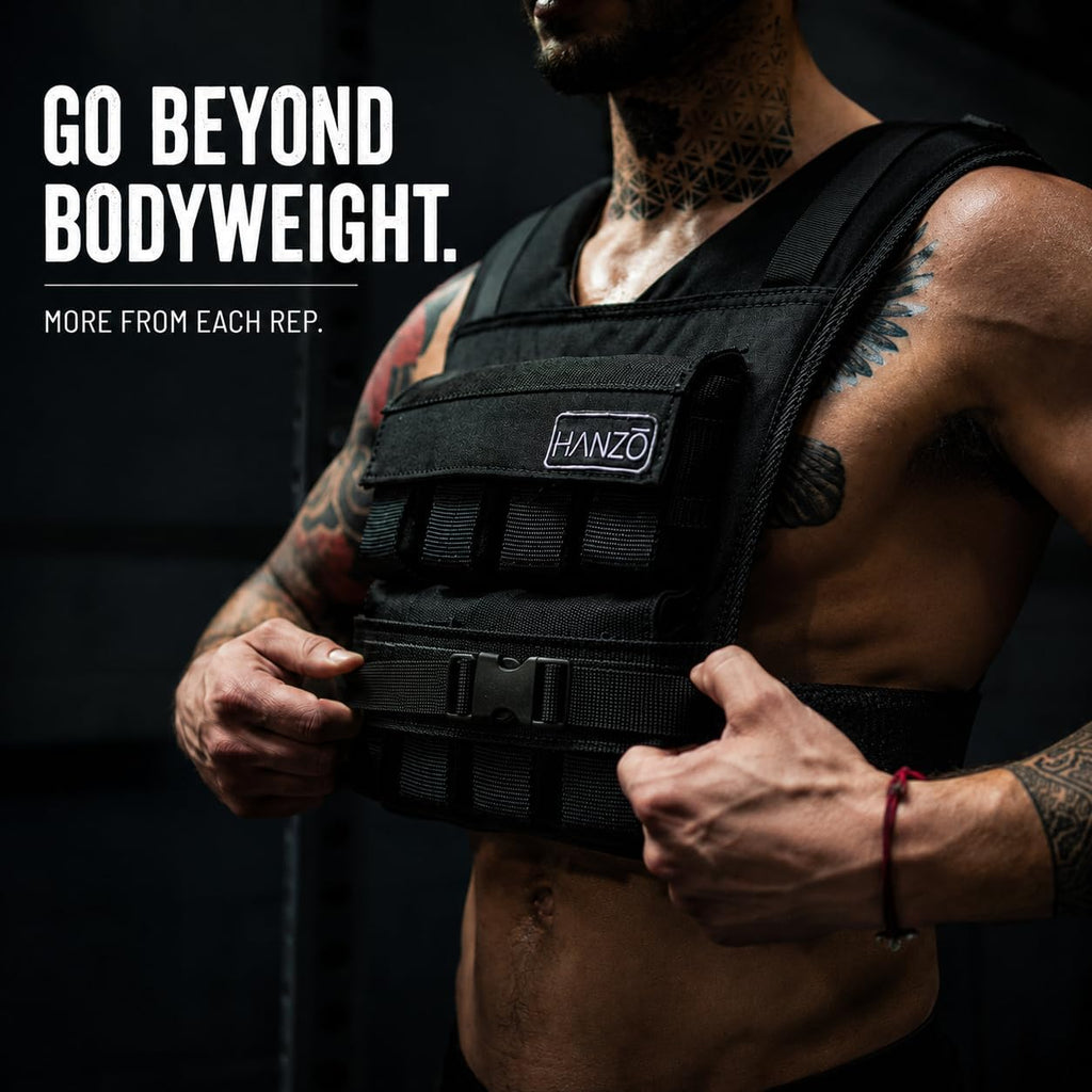 HANZO Weighted Vest for Men & Women 25lbs | 35lbs | 45lbs | 65lbs | Weight Vest With Removable Iron Weights, Adjustable Heavy Duty Weighted Workout Vest for Calisthenics & Fitness Training