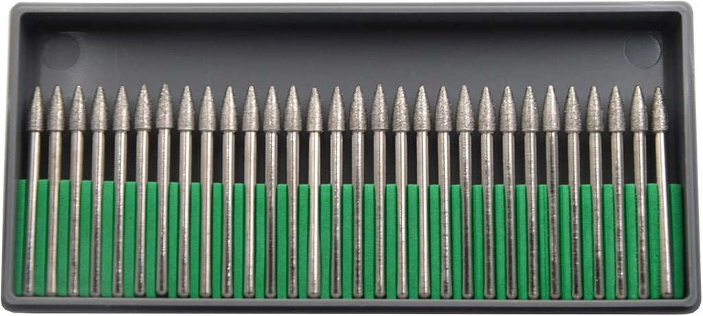 30Pcs 4mm Tree,3mm Shaft,Diamond Stone Abrasive Burs Burr Grit Bits for Rotary Tool Grinding Head Jewelry Lapidary Woodworking (Tree 4mm)