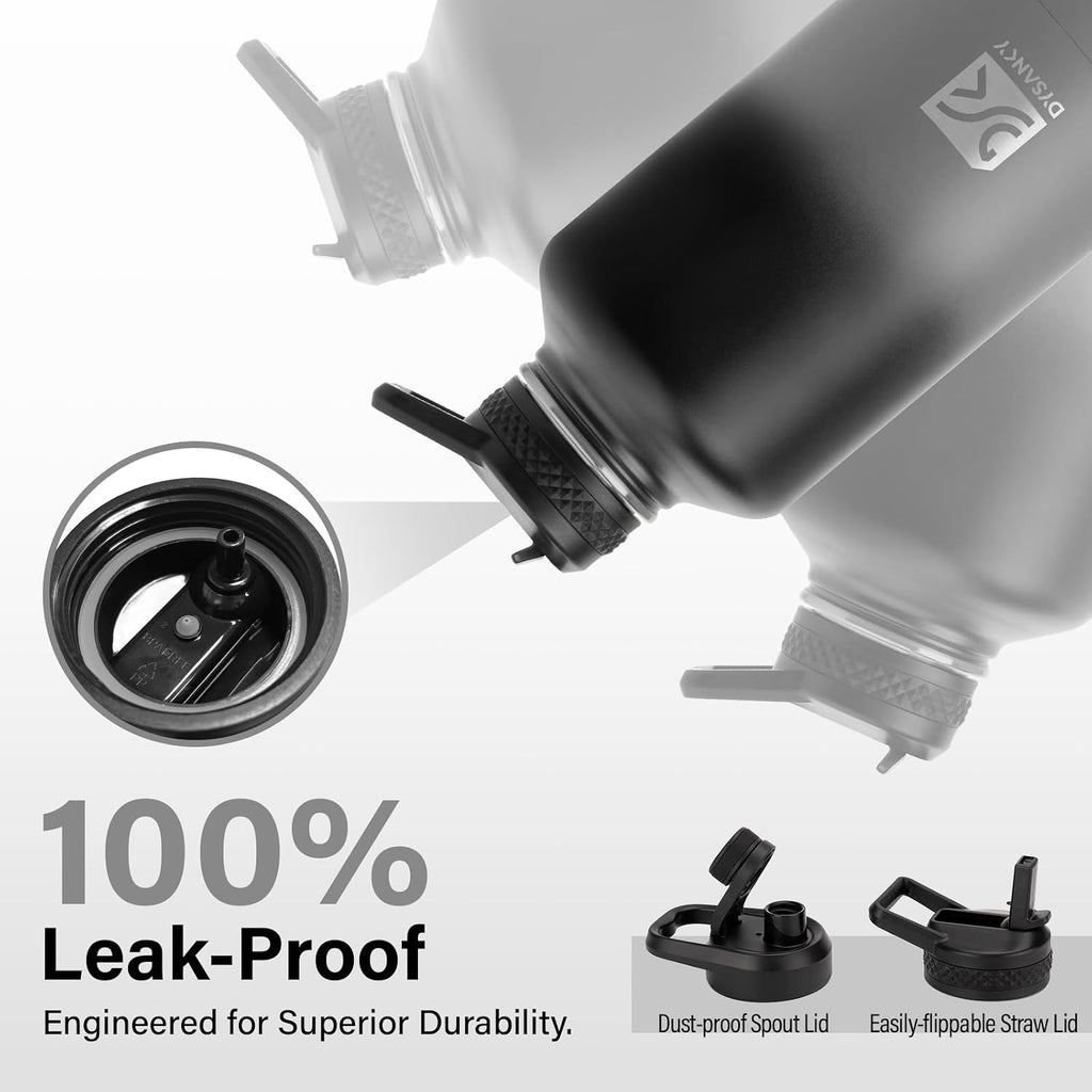 DYSANKY Insulated Water Bottle w/Straw Lid & Portable Carrier Bag, 64oz