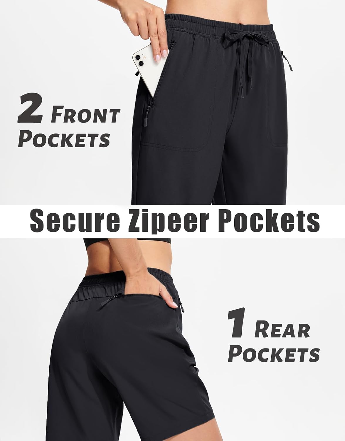 MAGCOMSEN Women's Hiking Shorts Lightweight Quick Dry 8" Golf Shorts Water Resistant with 3 Zipper Pockets