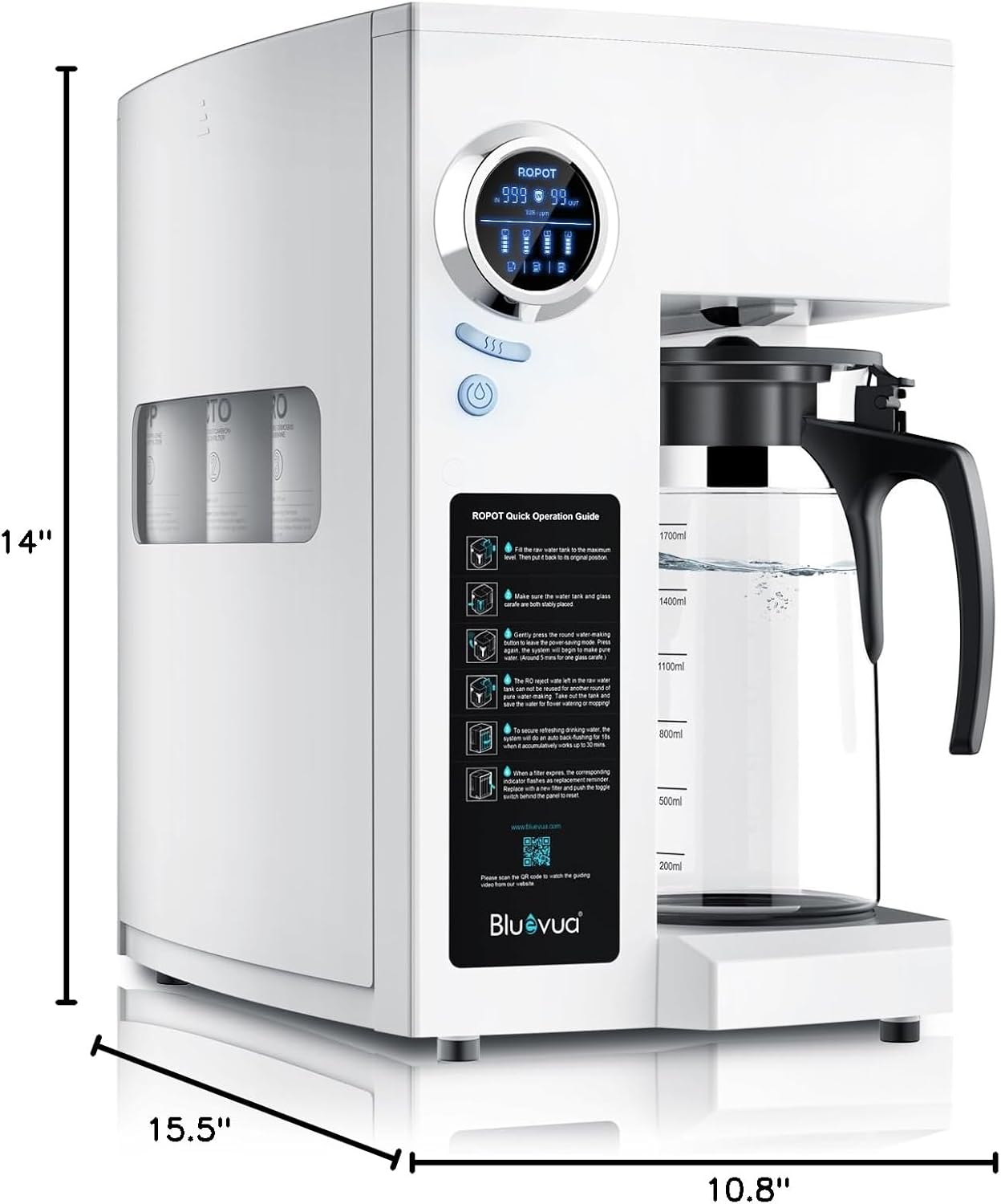 Bluevua RO100ROPOT Countertop Reverse Osmosis Water Filter System
