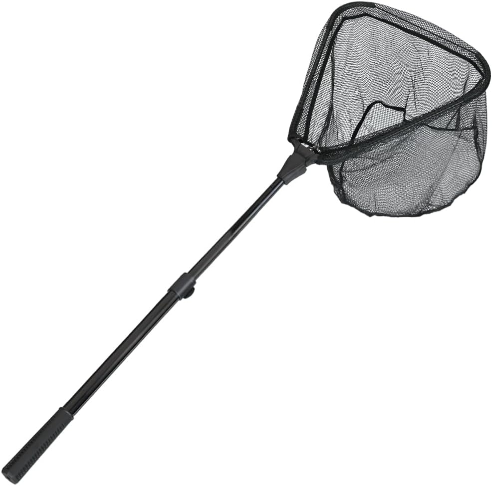 RESTCLOUD Fishing Landing Net with Telescoping Pole Handle, Fishing net Freshwater for Kids Men Women, Extend to 40-63 Inches
