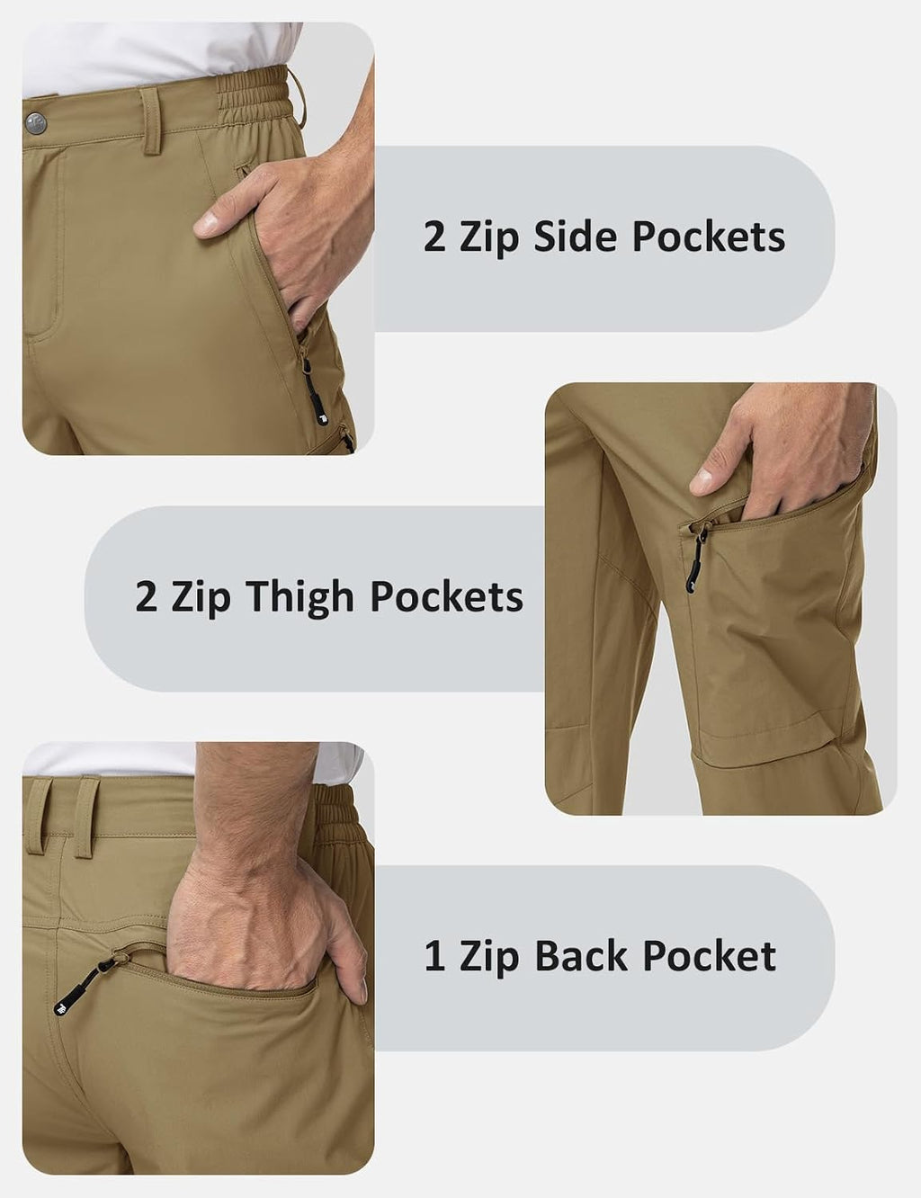 TBMPOY Mens Hiking Pants Lightweight Water Resistant Travel Outdoor Fishing