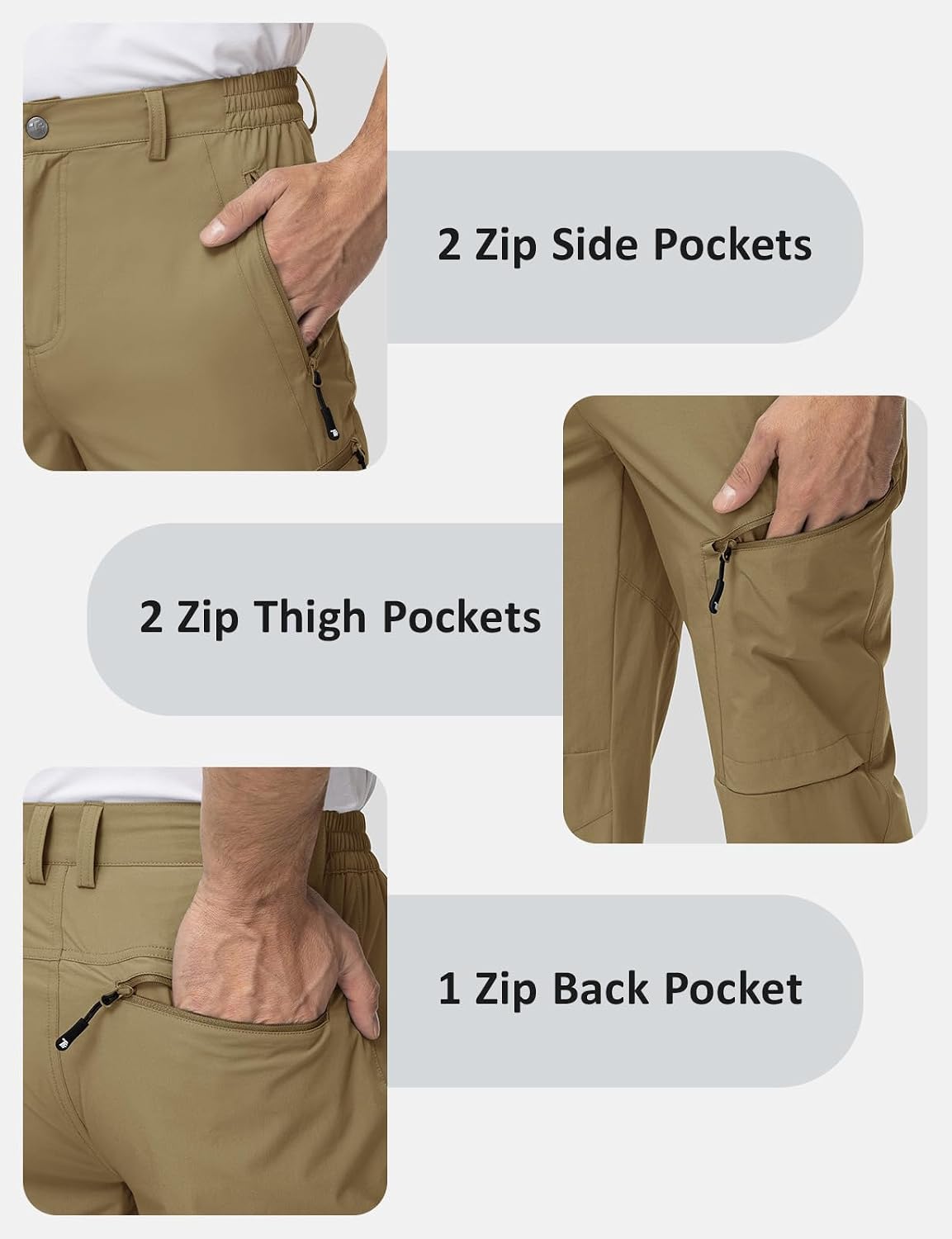 TBMPOY Mens Hiking Pants Lightweight Water Resistant Travel Outdoor Fishing