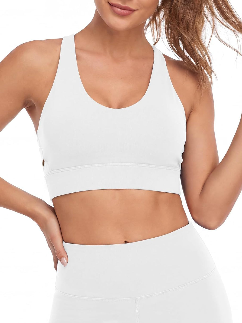 Aoysky Womens Strappy Sports Bra Padded Criss Cross Color Block Workout Top