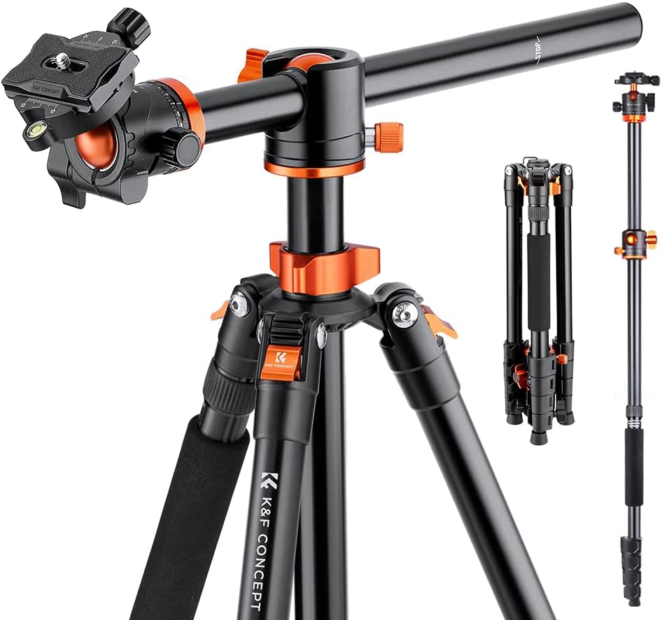 K&F CONCEPT 90''/230cm Ultra High Horizontal Overhead Camera Tripod