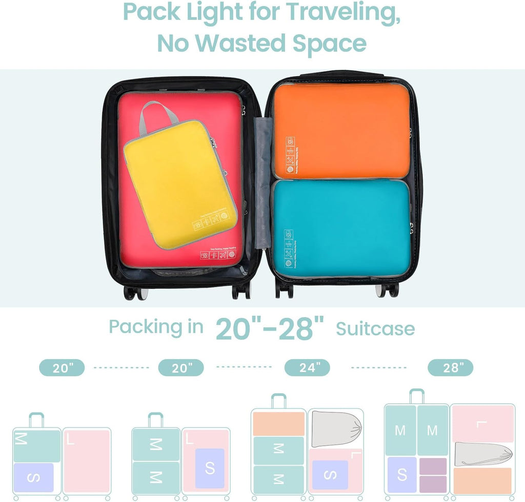 Cambond Compression Packing Cubes for Travel - 4 Set Organizer, Multi-color