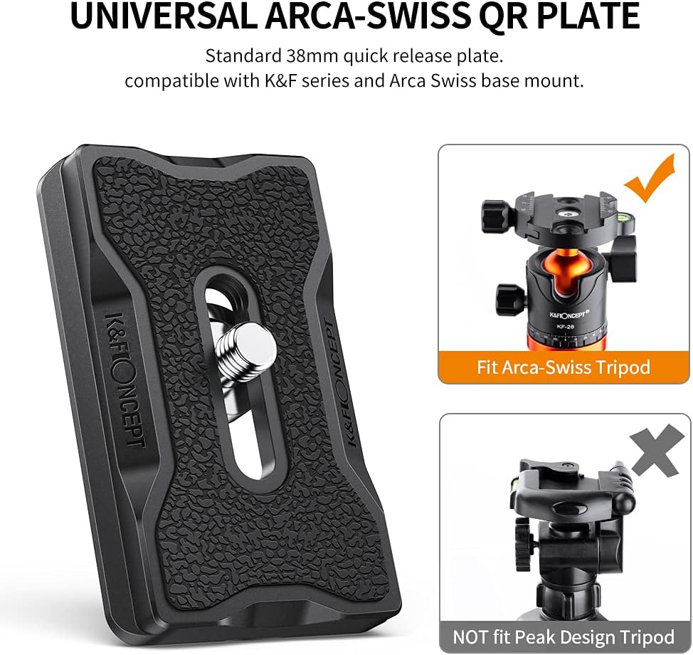 K&F CONCEPT Aluminum Camera Tripod Quick Release Mounting Plate for Tripod