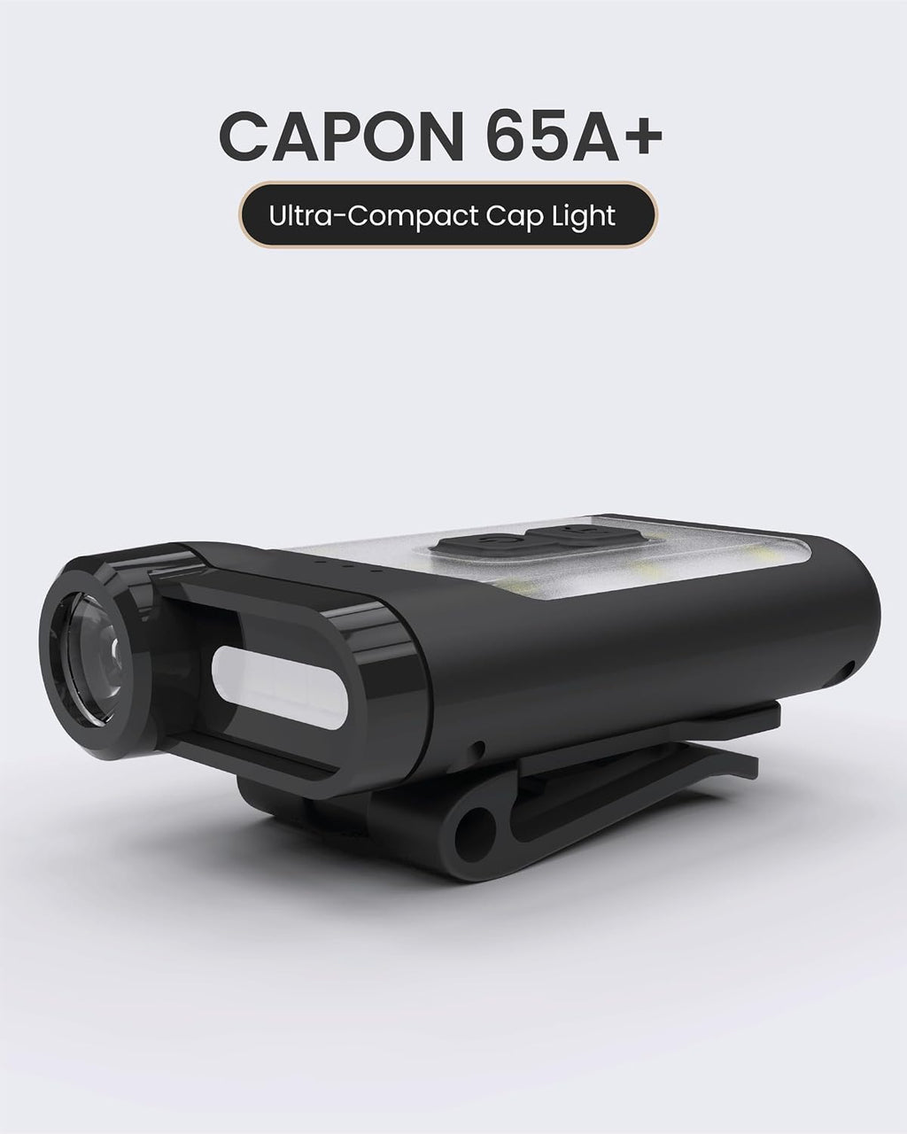 Claymore Capon 65A+ Black Ultra-Light Clip-On Cap Light – USB-C Rechargeable 230LM LED Compact Headlamp | 3 Modes IP54 Water-Resistant Up to 19 Hrs Runtime for Camping, Running, Outdoor
