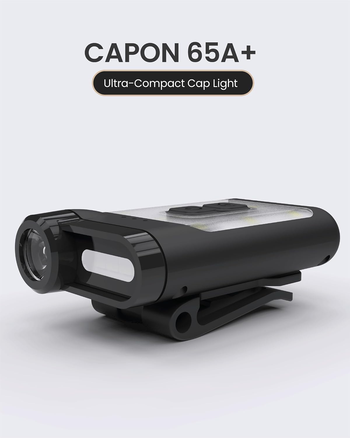 Claymore Capon 65A+ Black Ultra-Light Clip-On Cap Light – USB-C Rechargeable 230LM LED Compact Headlamp | 3 Modes IP54 Water-Resistant Up to 19 Hrs Runtime for Camping, Running, Outdoor