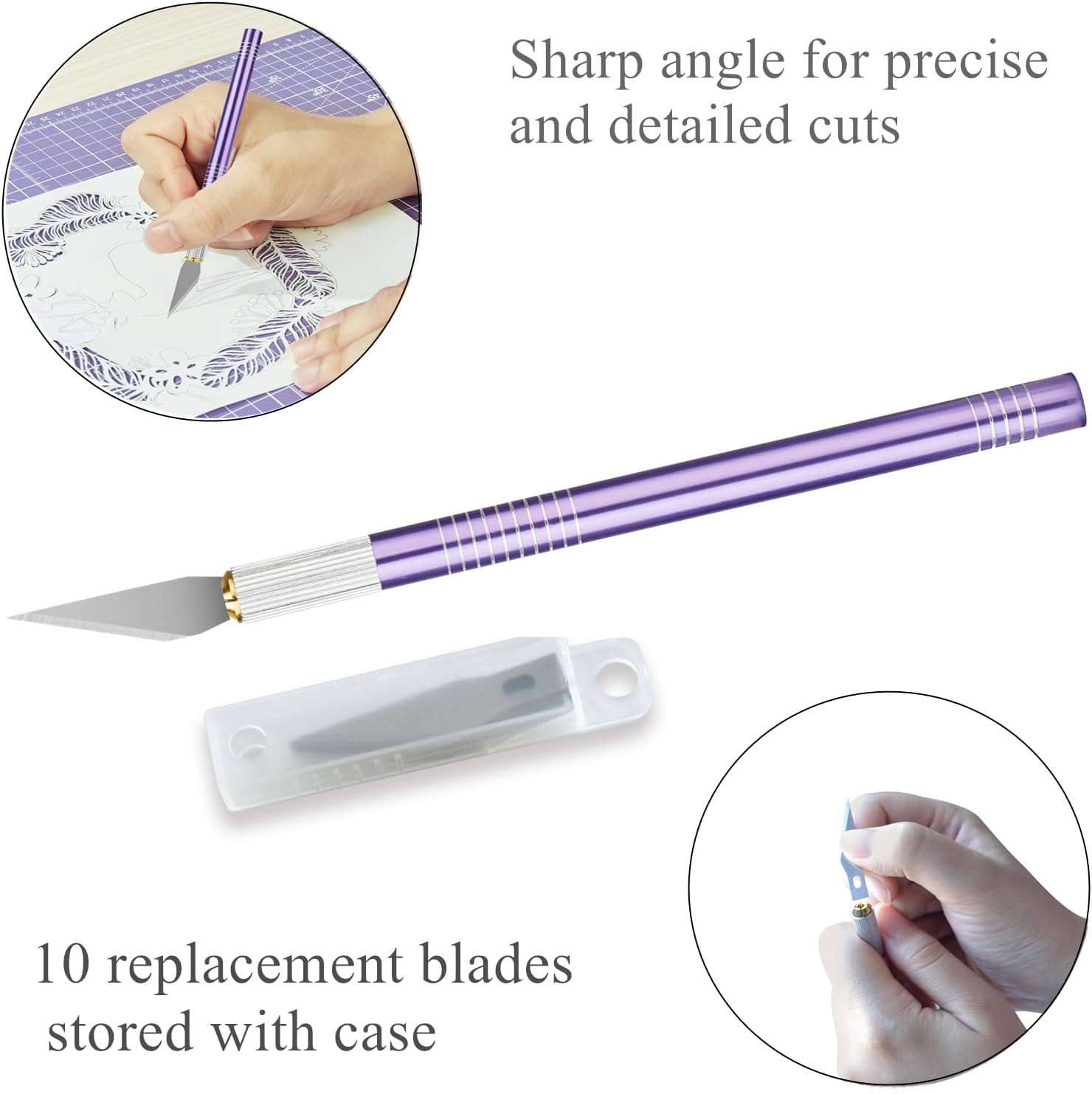 Headley Tools Rotary Cutter Set - 45mm Fabric Cutter, 5 Extra Rotary Blades, A3 Cutting Mat, Quilting Ruler and Sewing Clips, Craft Knife Set, Ideal for Crafting, Sewing, Patchworking, Purple