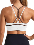 Aoysky Womens Strappy Sports Bra Padded Criss Cross Color Block Workout Top