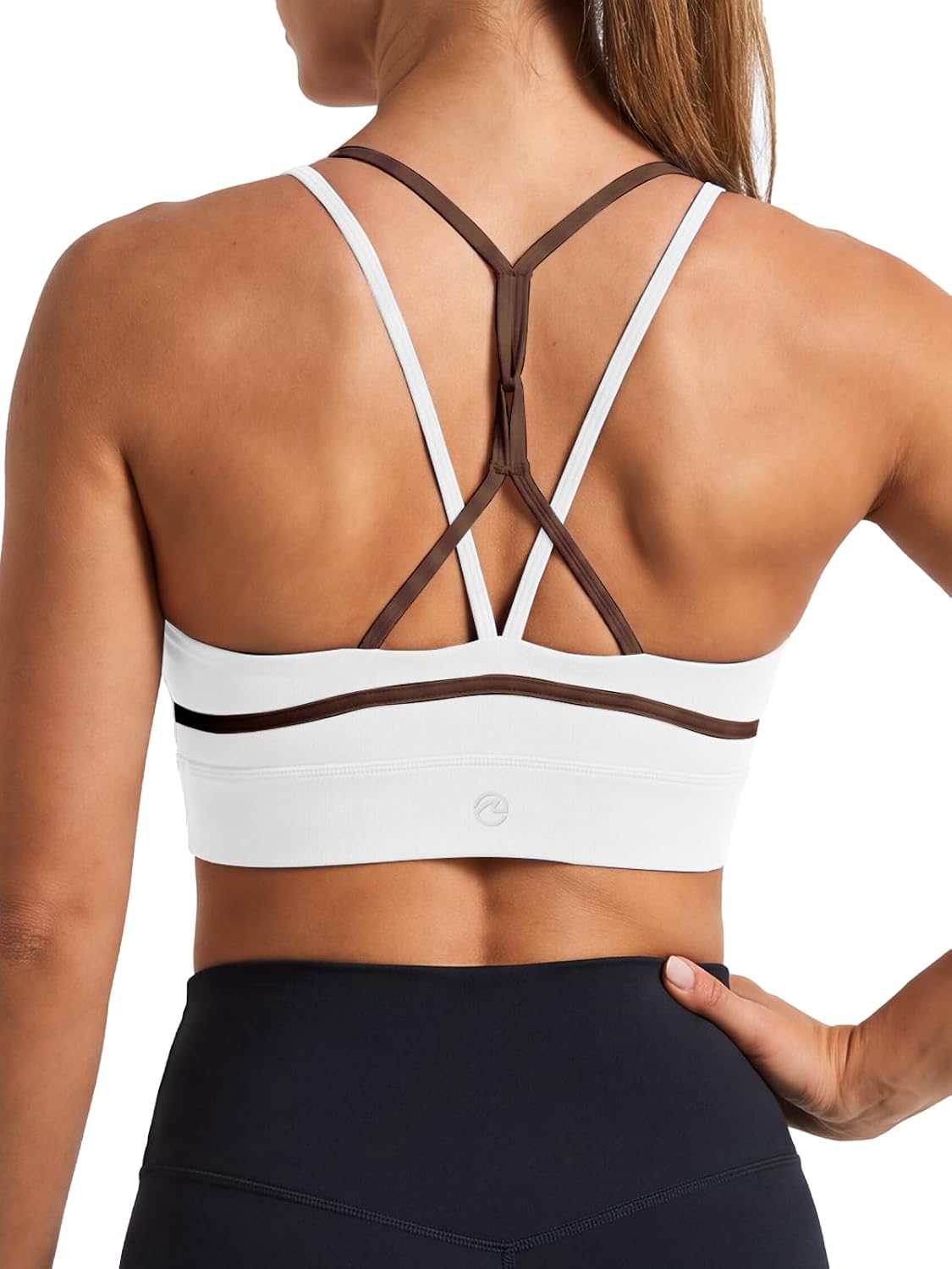 Aoysky Womens Strappy Sports Bra Padded Criss Cross Color Block Workout Top
