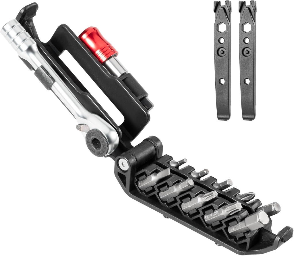 ROCKBROS 14-in-1 Bike Tool Kit Portable Ratchet Wrench 10Bits 2 Tire Levers