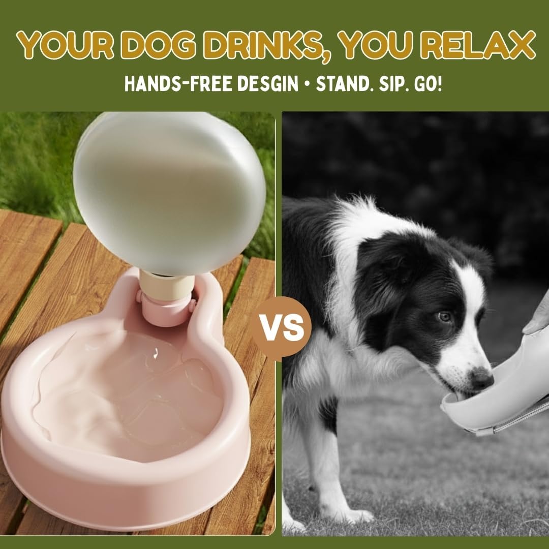 Upgrade Portable Dog Pet Water Bottle for Walking |11 OZ BPA-Free Water Bowl | Anti-Tipping Leak Proof Design | Puppy Small Medium Large Dogs Small Animals | Dog Travel Accessories Gifts (Girly Pink)