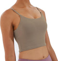 Women's Strappy Stretch Sports Bra Longline Yoga Tank Top Fitness Bra Workout Camisole Crop Tops for Teen Girl