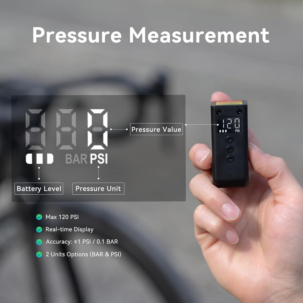 CYCPLUS Tiny Electric Bike Pump AS2Ultra, 90g, Magnesium Alloy Shell, Black