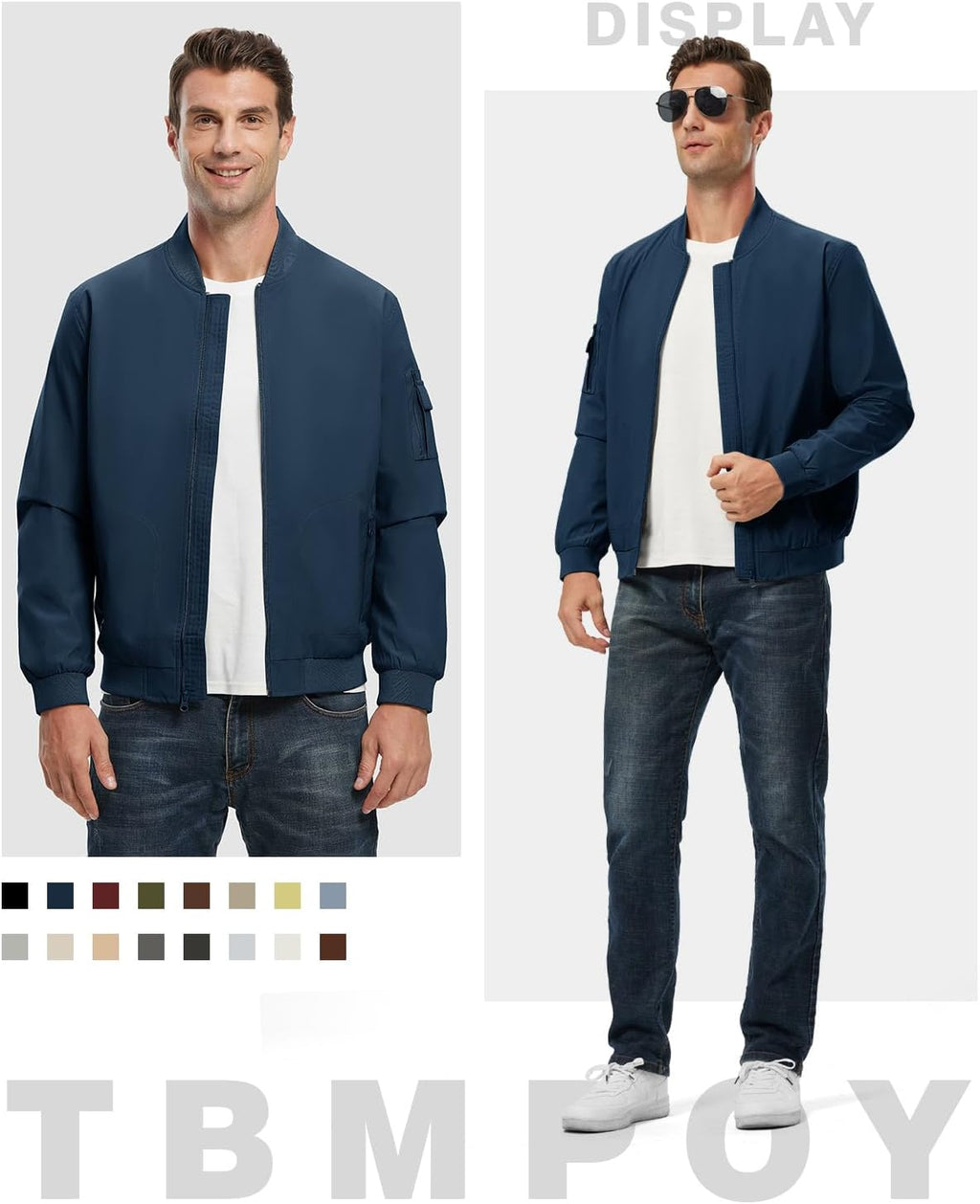 TBMPOY Men's Lightweight Jackets Casual Dress Golf Bomber Windbreaker Fall
