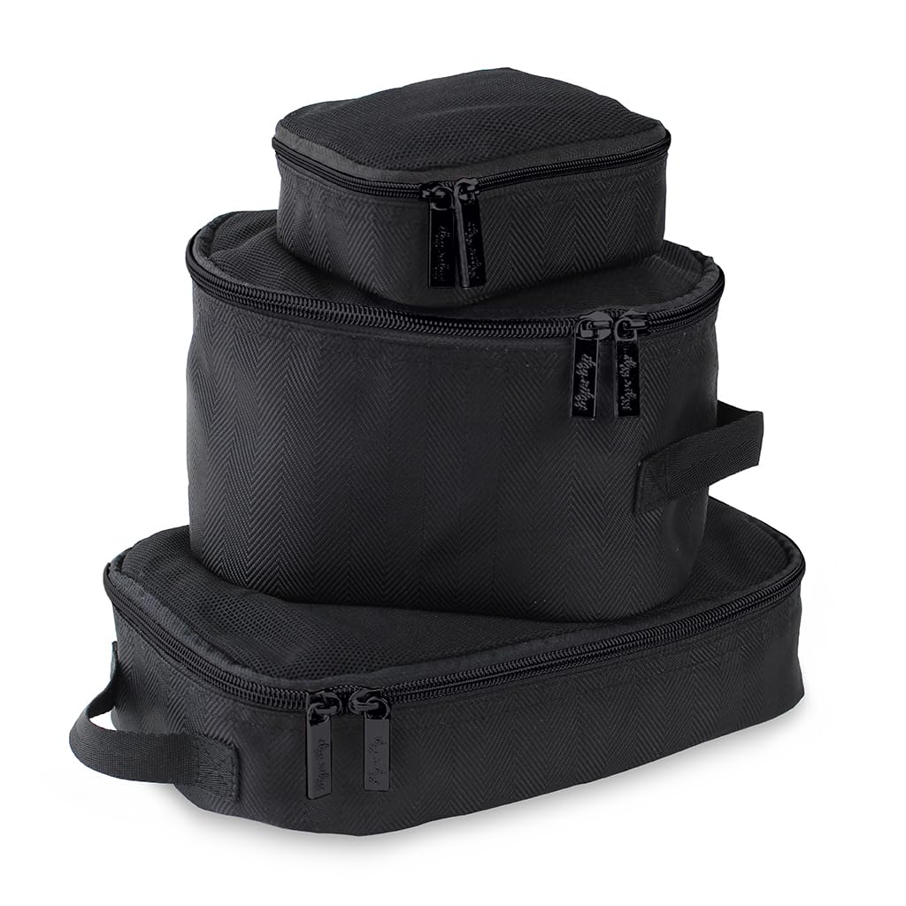 Itzy Ritzy Packing Cubes for Travel, Set of 3 Travel Organizers (Black)