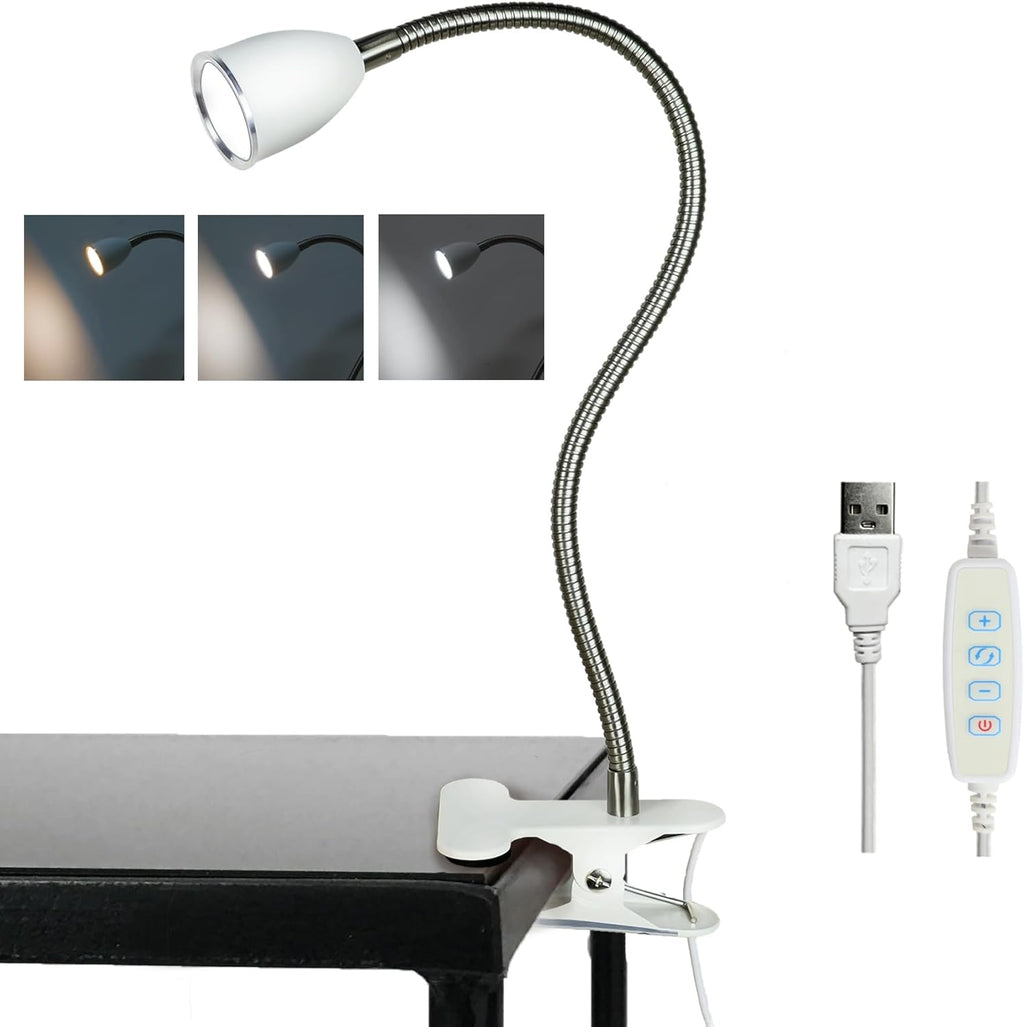 LALISU Desk lamp Eye-Caring Table Lamps, 360°Rotation LED Desk Clip Lamp