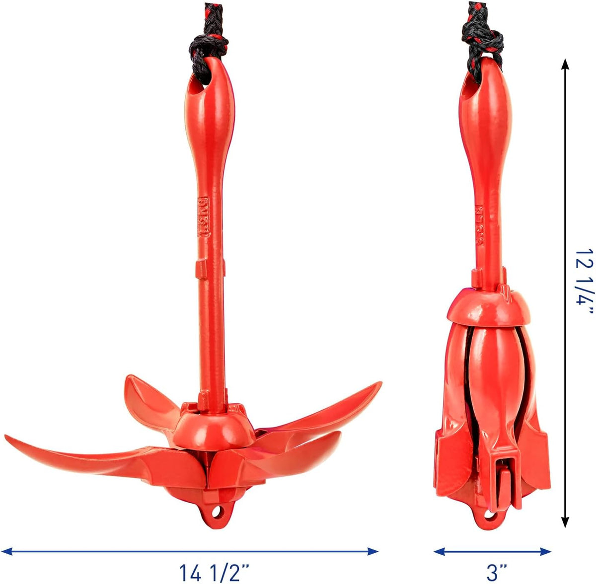 Young Marine Grapnel Anchor Kit for Small Boats, Kayaks, PWC, Jet Ski, Paddle Boards, etc. - 3.5 lbs