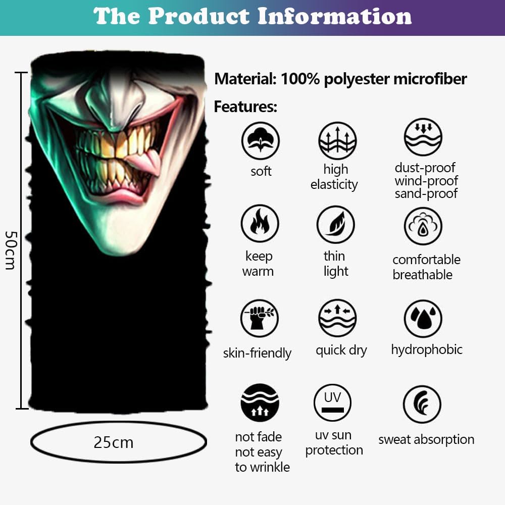 Neck Gaiter Mask,UV Protection Bandana Gator Face Cover Covering Mask,Tube Scarf,Neck Warmer Balaclava,Headband