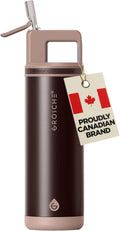 GROSCHE Alpine Shimmer Flip 'N Sip Water Bottle with Straw, Espresso, 20 oz