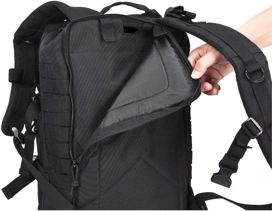 REEBOW GEAR 38L Tactical Backpack for Men 3 Day Military Bug Out Bag Black | Large Heavy Duty Backpacks, MOLLE Straps, Survival Sports Rucksack,for Sports Outdoor Workout Trekking Hiking Travel