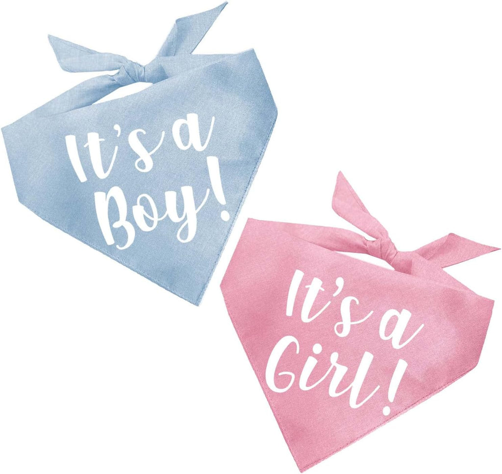 It's A Boy & It's A Girl Dog Bandana Set | Gender Reveal | Baby Announcement Photoshoot Prop | Baby Pink & Baby Blue | Pack of 2 | One Size (57) GB