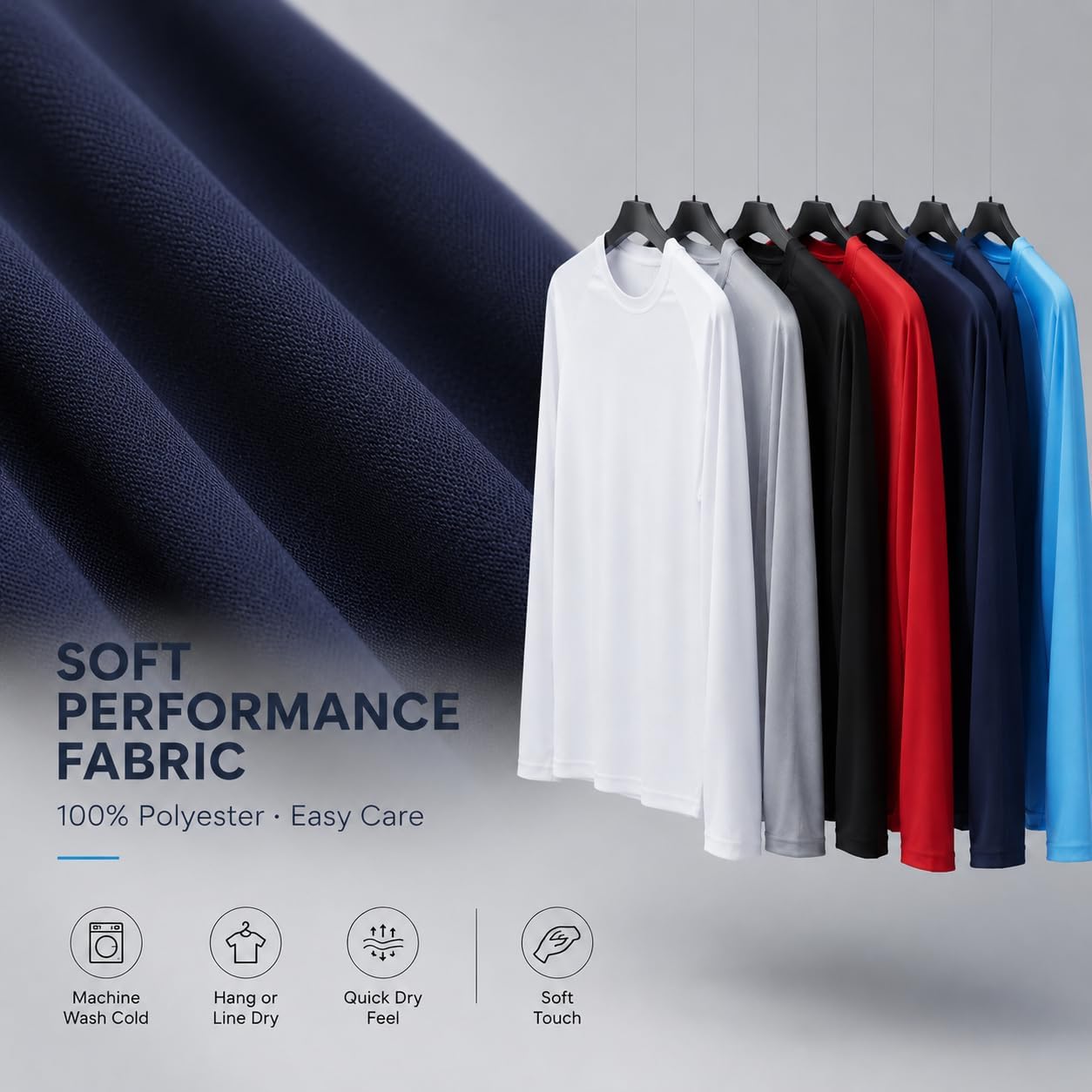 OYGSieg 6 Pack Long Shirts for Men Quick Dry Sun Protection Tee Shirts | Quick dry, Breathable, Moisture wicking, UPF, UV Protection, Lightweight for Daily Work and Outdoor Athletic Wear