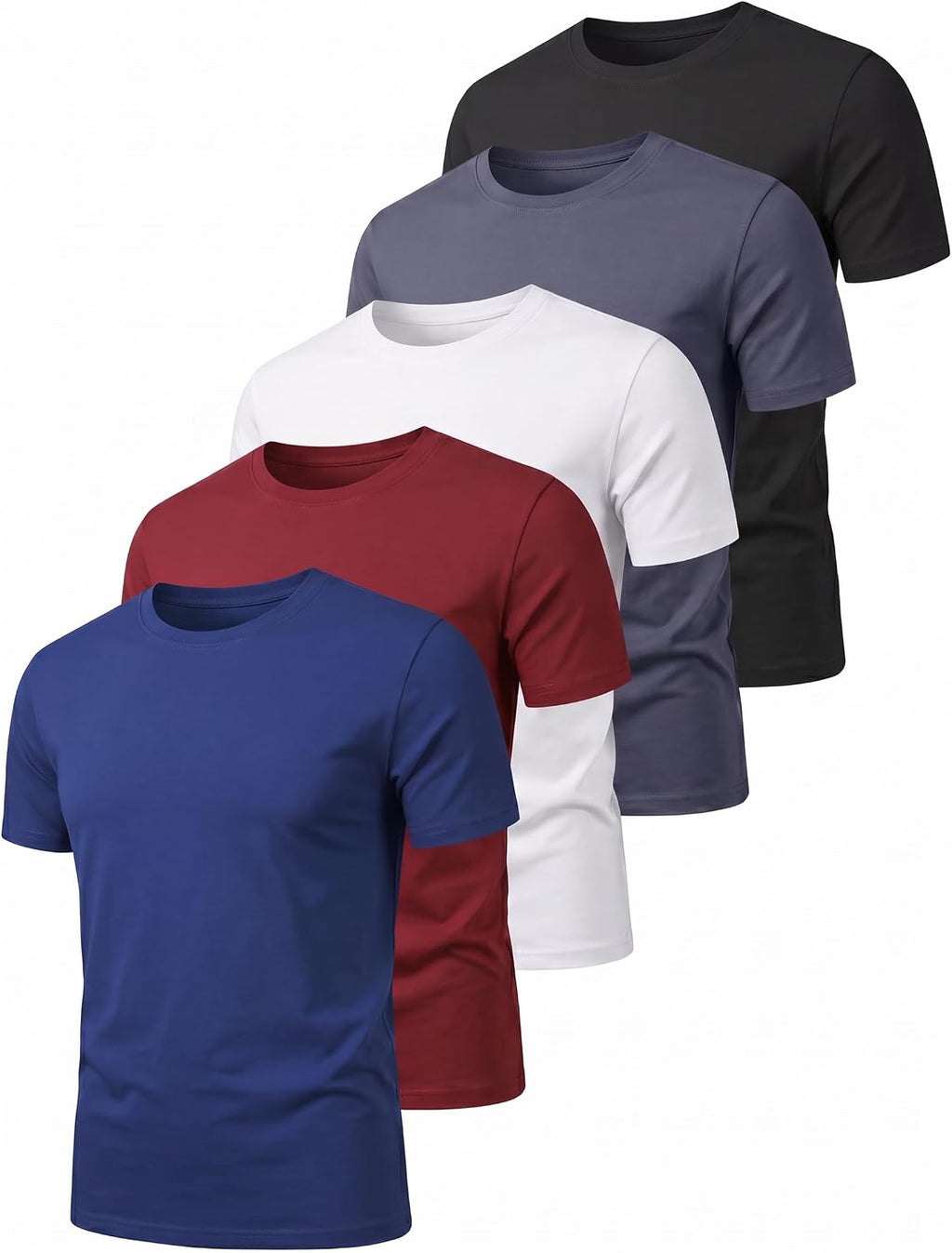 OYGSieg 5 Pack Men’s Quick Dry T-Shirts Short Sleeve Crew Neck Workout Tops