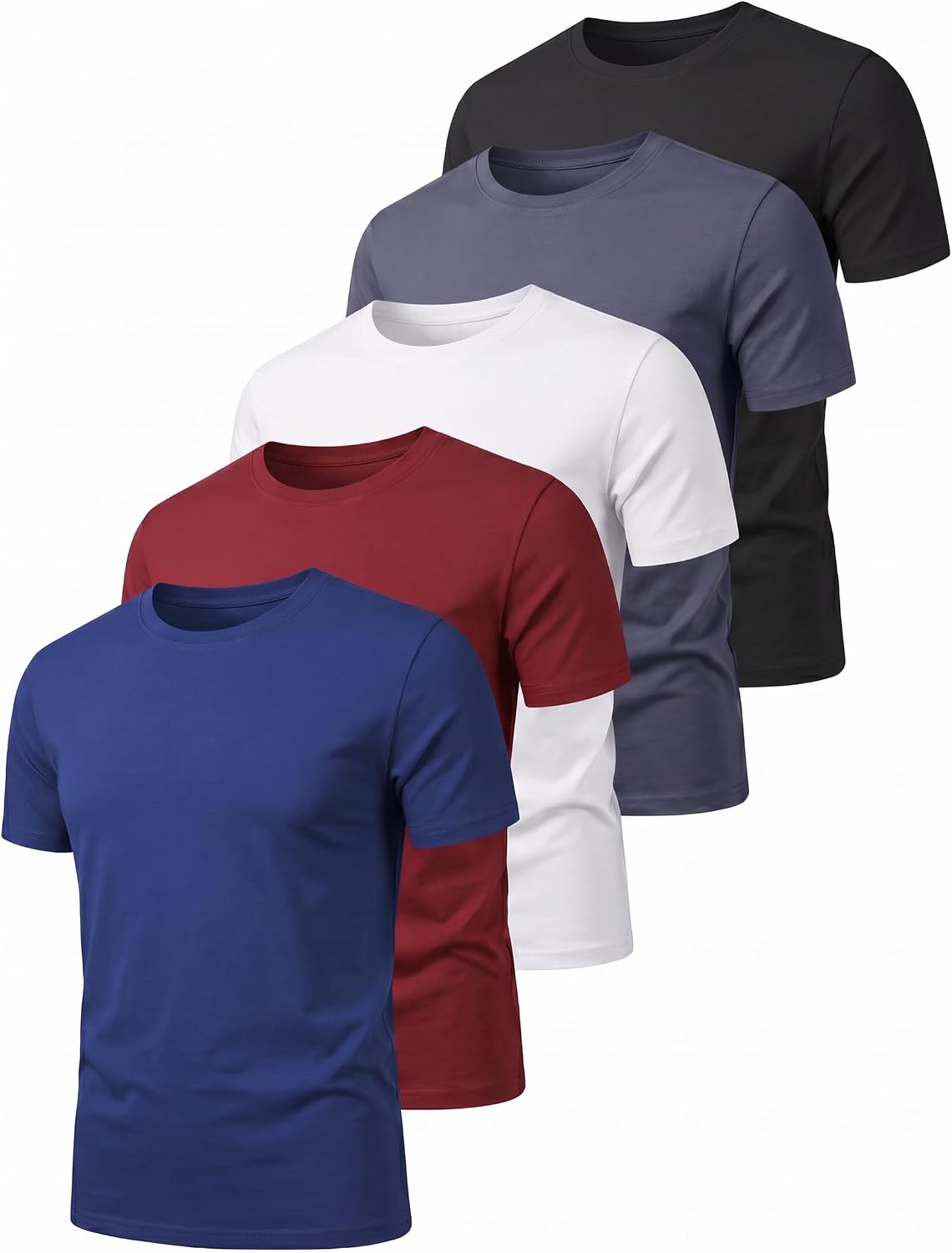 OYGSieg 5 Pack Men’s Quick Dry T-Shirts Short Sleeve Crew Neck Workout Tops