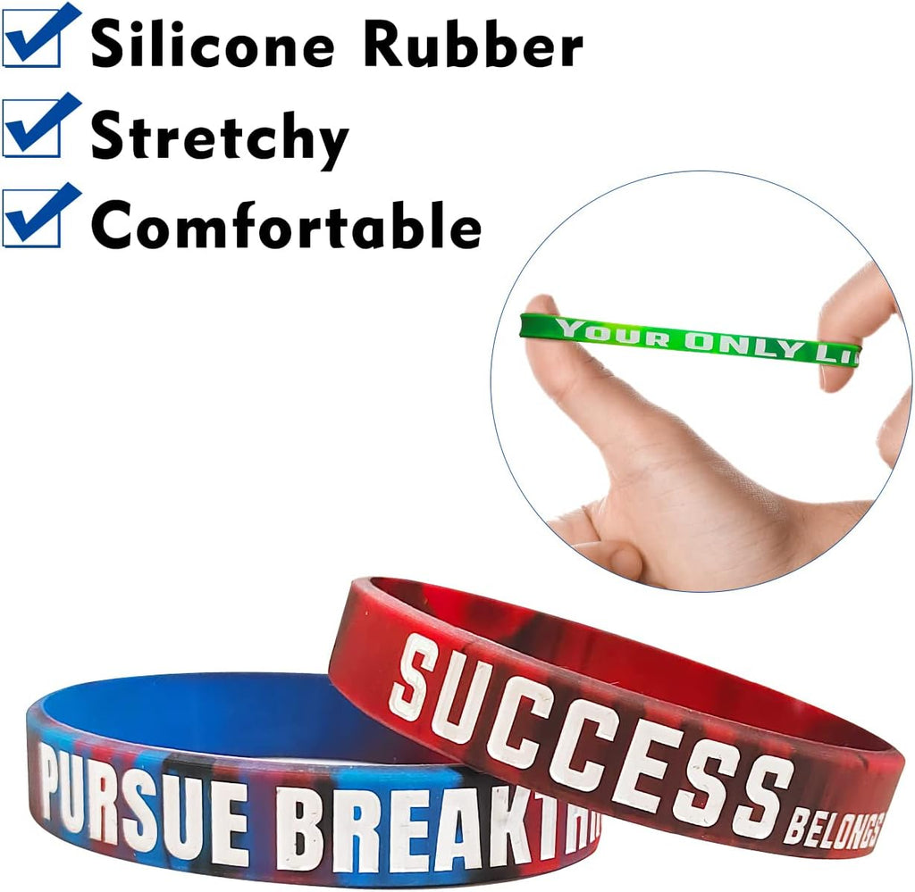QEERBSIN Motivational Wristbands Inspirational Silicone Bracelets