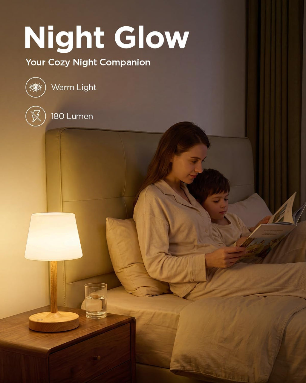 IP65 Waterproof Rechargeable Shower Lamp, Cordless Bathroom Touch Lamps