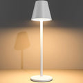 Timjorman Modern LED Cordless Table Lamp, 4000mAh Rechargeable Battery, 3 Level Brightness Night Light, Metal Shell, Minimalist Design, for Couples Dinner/Coffee Table/Restaurant/Bedroom, White