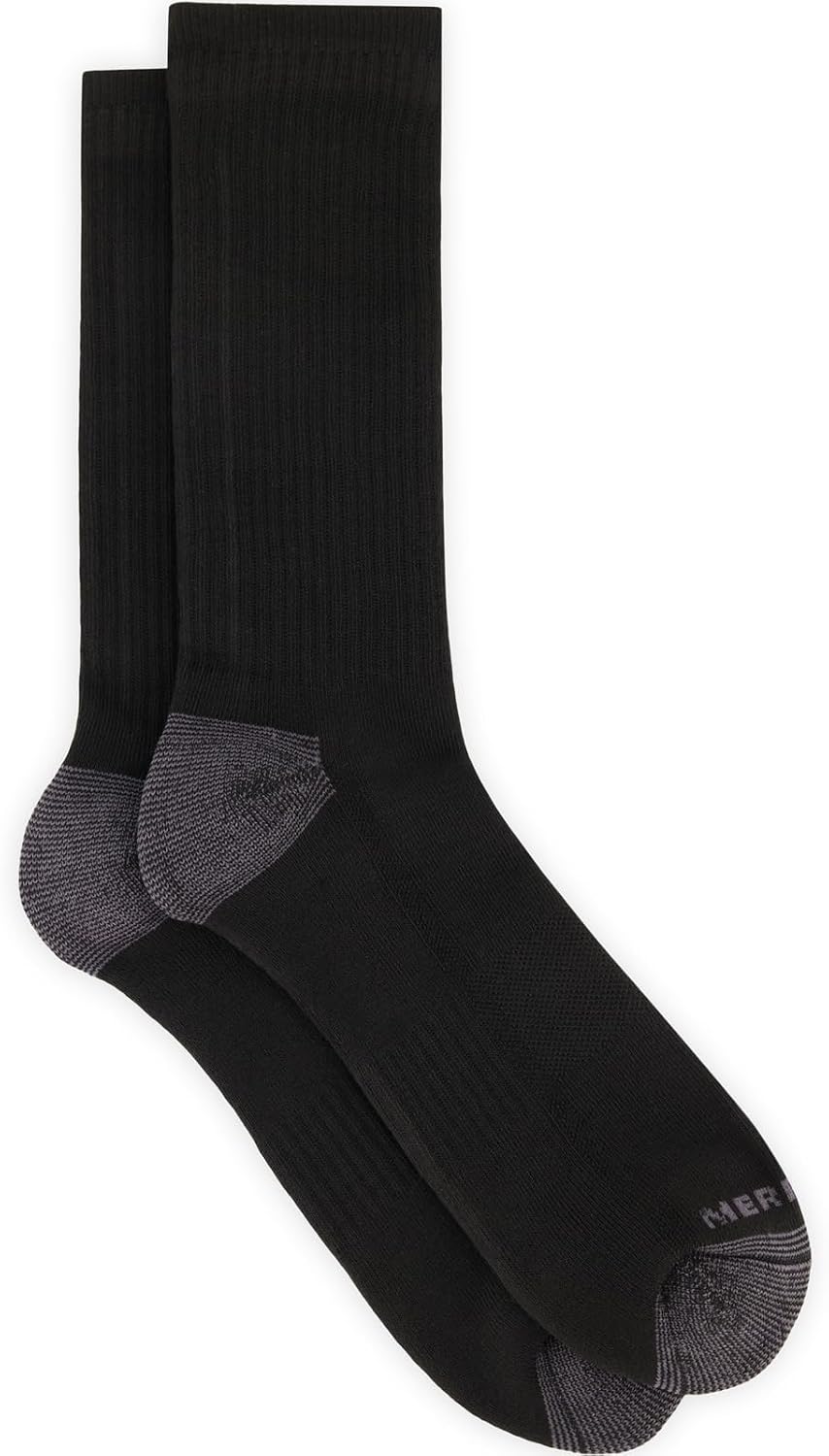 Merrell Unisex Eco Cushioned Crew Socks, Recycled Sustainable Hiker With Targeted Cushion