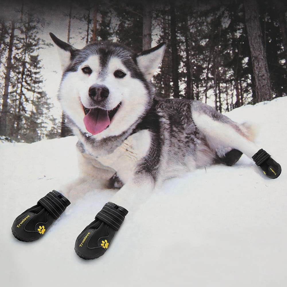 Truelove Dog Boots,Waterproof Pet Shoes with Reflective Straps for Paw Protectors Small Medium Large Dog Summer Winter Snow Outdoor Walking