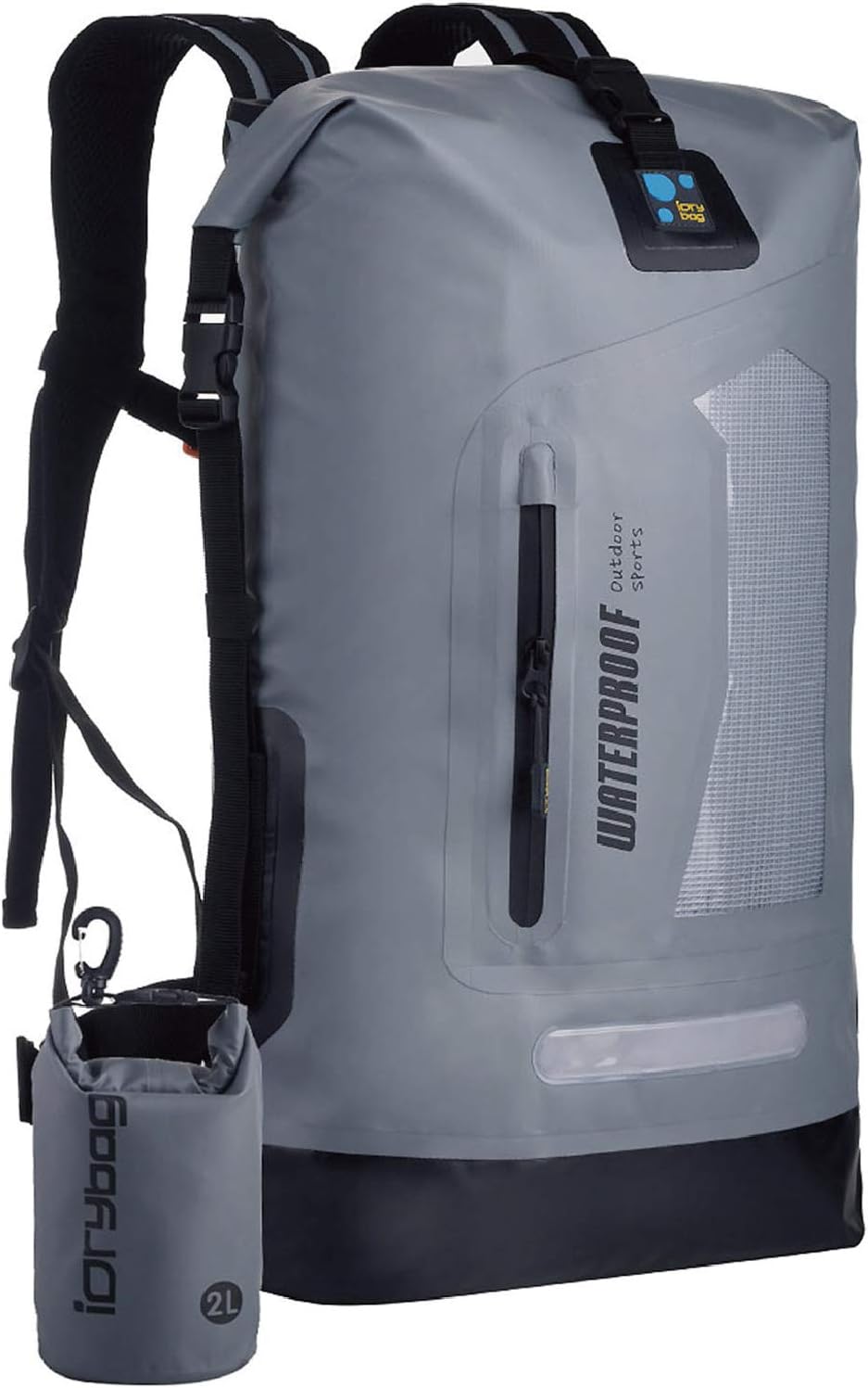 dry Waterproof Backpack and Dry Bag 20L/30L/40L, Floating Bag for Men, Kayak, Gray, 30L, Hiking Backpack