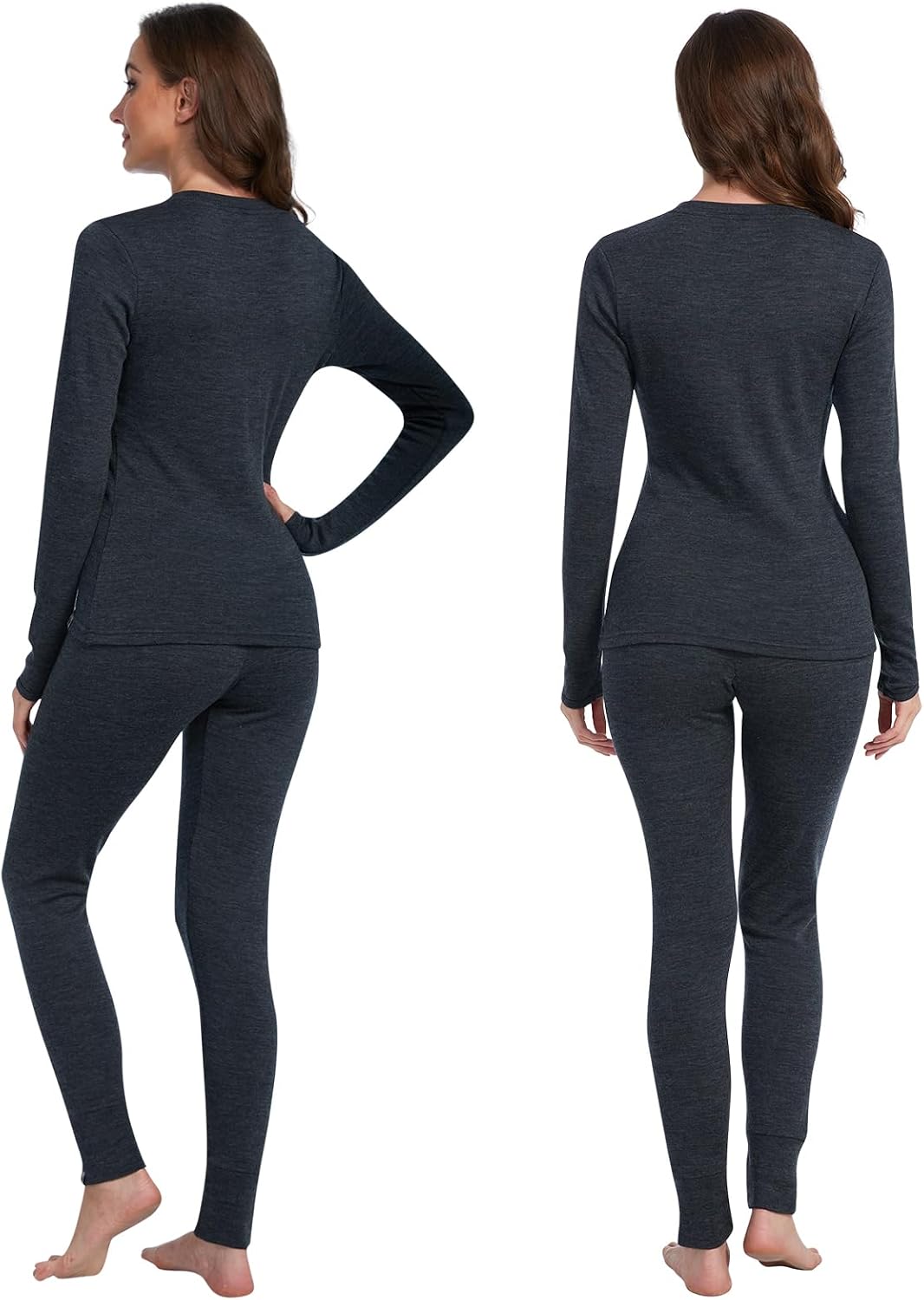 100% Merino Wool Base Layer Set Women - Thermal Underwear Long Johns PJs
